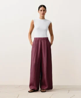 %100 Keten Geniş Paça Pantolonlar