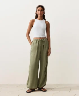 %100 Keten Kargo Bloomer Pantolonlar