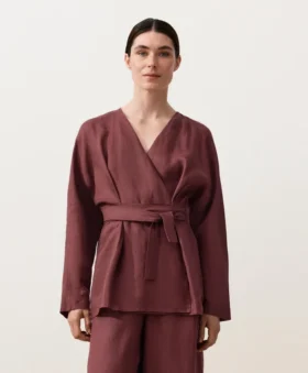 %100 Keten Kimono Gömlek