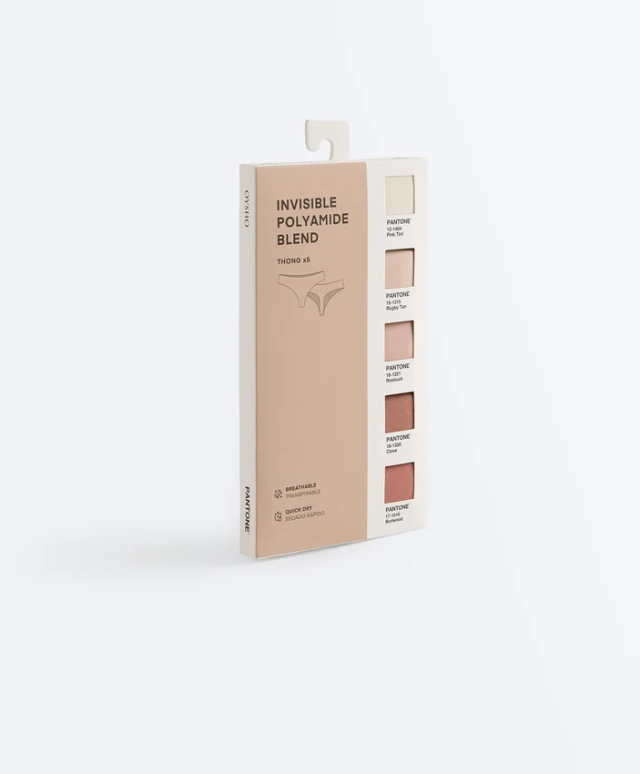 5 adet görünmez poliamid karışımı Pantone™ Tanga 5 adet görünmez poliamid karışımı Pantone™ Tanga