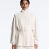 Ayarlanabilir bel ve Soft Touch modal kumaştan uzun çizgili ceket Ayarlanabilir bel ve Soft Touch modal kumaştan uzun çizgili ceket