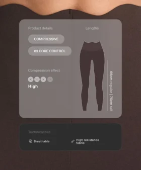 Compressive Core Control, Yüksek Bel, Dalga Detaylı, Ayak Bileği Uzunluğunda Taytlar