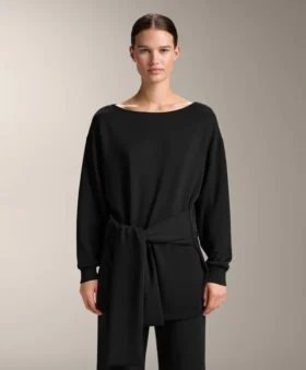Düğüm Detaylı Uzun Soft Touch Modal Sweatshirt