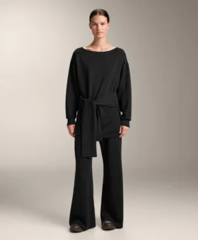 Düğüm Detaylı Uzun Soft Touch Modal Sweatshirt