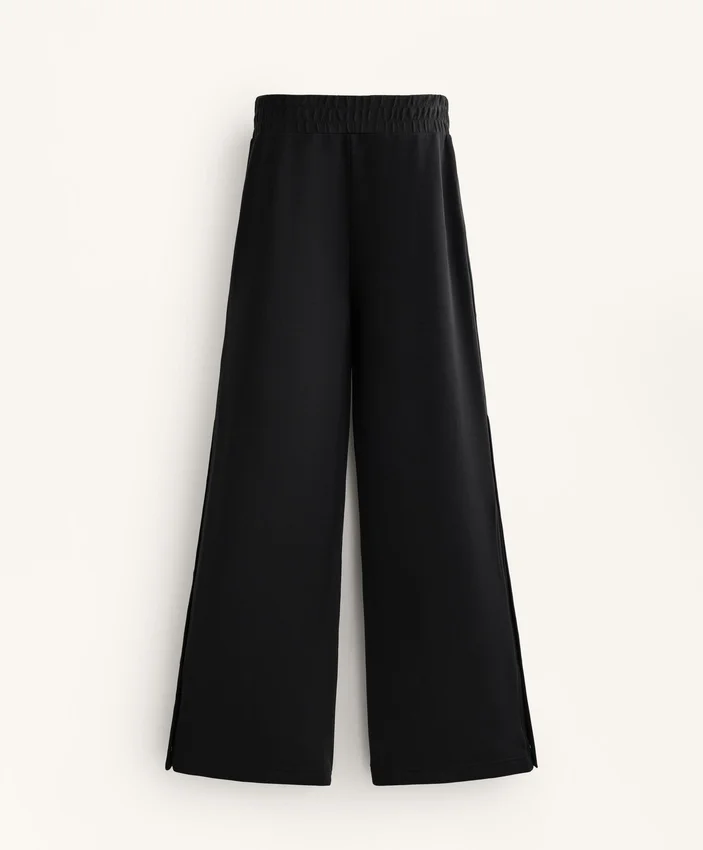 Düğmeli ve Soft Touch Modal Ribana Düz Paça Pantolonlar Düğmeli ve Soft Touch Modal Ribana Düz Paça Pantolonlar