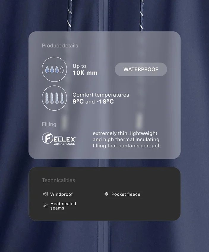 Fellex® Aerogel 10K Su Geçirmez Yastıklı Ceket Fellex® Aerogel 10K Su Geçirmez Yastıklı Ceket