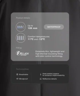 Fellex® Volcanic 10K Su Geçirmez Yastıklı Teknik Ceket