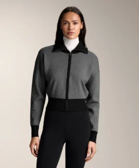 Houndstooth Desenli Örgü Ceket