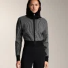 Houndstooth Desenli Örgü Ceket