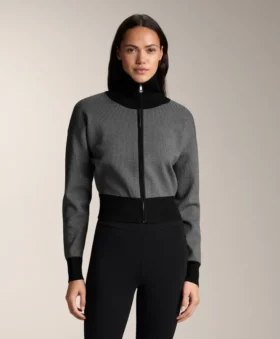 Houndstooth Desenli Örgü Ceket
