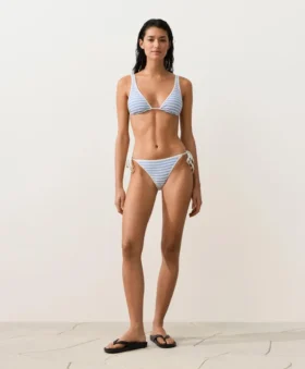 Çizgili Dokulu Üçgen Halter Bikiniler