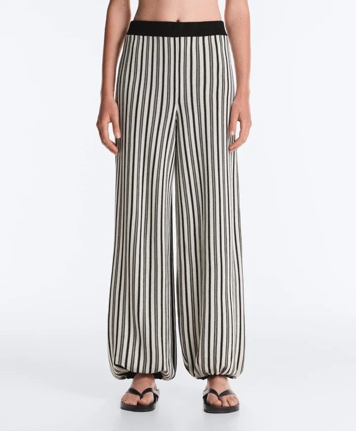 Çizgili Örme Bloomer Pantolonlar Çizgili Örme Bloomer Pantolonlar