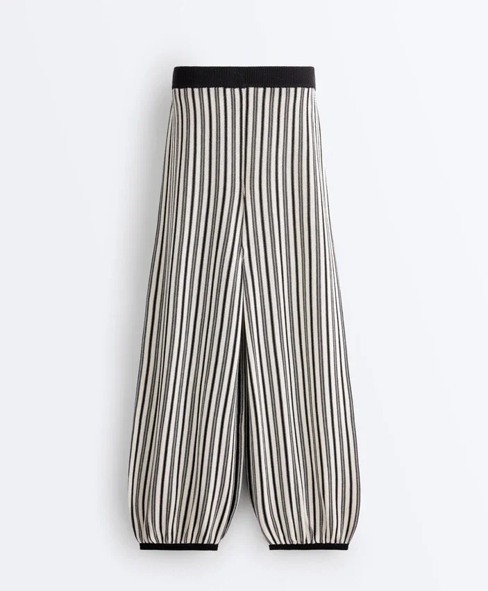 Çizgili Örme Bloomer Pantolonlar Çizgili Örme Bloomer Pantolonlar