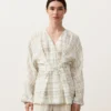 Kareli Keten ve Lyocell Karışımı Kimono Gömlek Kareli Keten ve Lyocell Karışımı Kimono Gömlek
