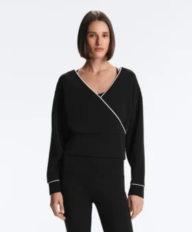 Kontrast Biye Detaylı ve Modal Kumaştan Sargı Sweatshirt