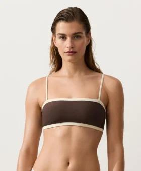 Kontrast Süslemeli Bandeau Bikiniler