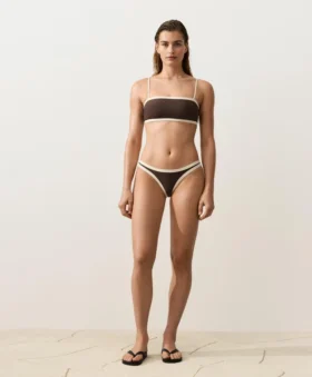 Kontrast Süslemeli Bandeau Bikiniler