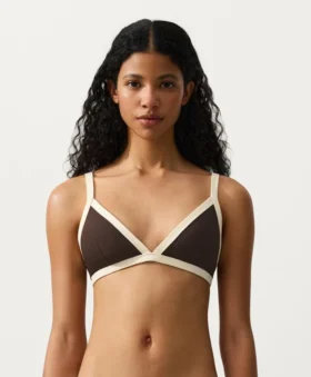 Kontrast Süslemeli Üçgen Bikini Üst Giyim