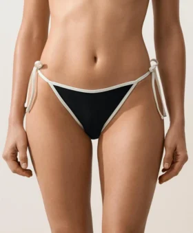 Kontrast Süslemeli Orta Örtülü Bağcıklı Bikiniler Külotları