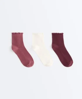 Kıvrımlı Kenarlı Pamuk Karışımlı Çeyrek Çoraplar 3’lü Paket Kıvrımlı Kenarlı Pamuk Karışımlı Çeyrek Çoraplar 3’lü Paket