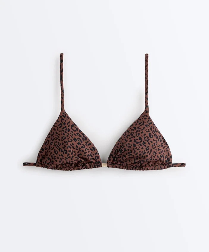 Leopar Desenli Üçgen Bikini Üst Giyim Leopar Desenli Üçgen Bikini Üst Giyim