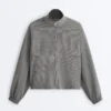 Lyocell Karışımlı Gingham Bomber Ceket Lyocell Karışımlı Gingham Bomber Ceket