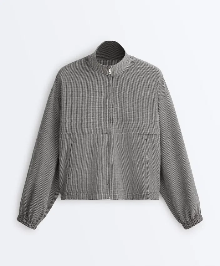 Lyocell Karışımlı Gingham Bomber Ceket Lyocell Karışımlı Gingham Bomber Ceket