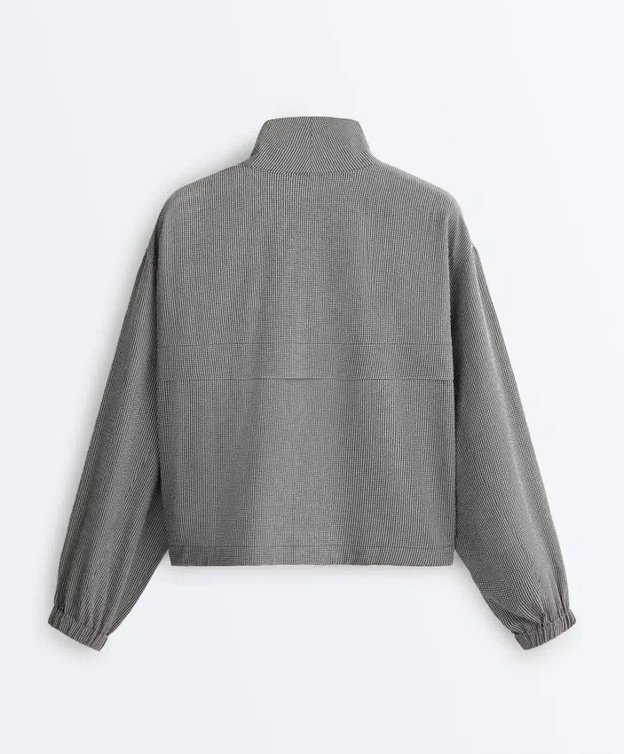 Lyocell Karışımlı Gingham Bomber Ceket Lyocell Karışımlı Gingham Bomber Ceket