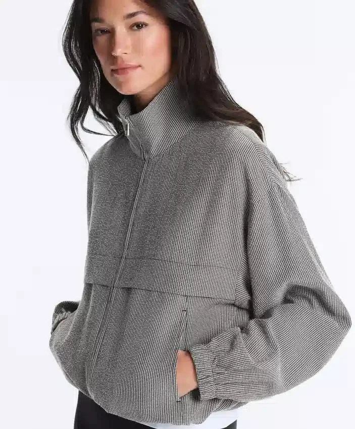 Lyocell Karışımlı Gingham Bomber Ceket Lyocell Karışımlı Gingham Bomber Ceket
