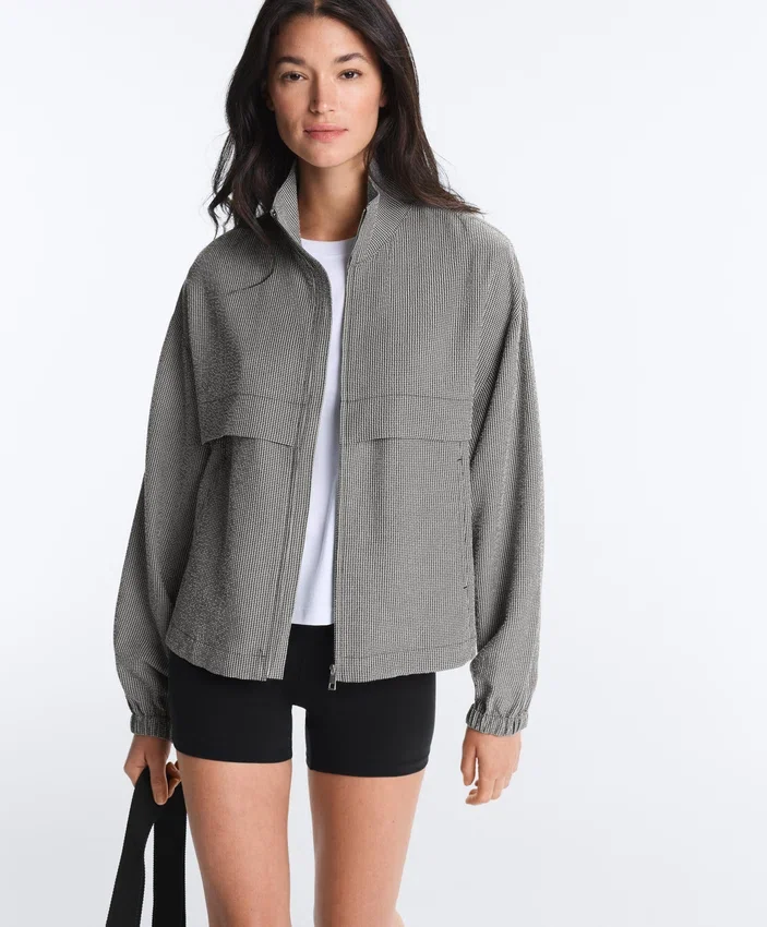 Lyocell Karışımlı Gingham Bomber Ceket Lyocell Karışımlı Gingham Bomber Ceket