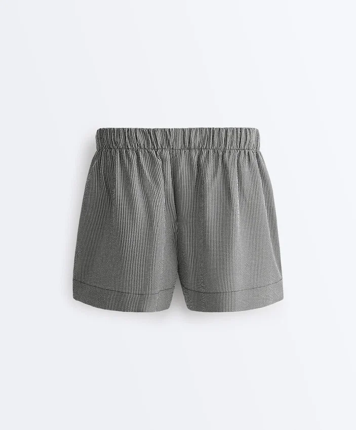 Lyocell Karışımlı Gingham Şortlar Lyocell Karışımlı Gingham Şortlar