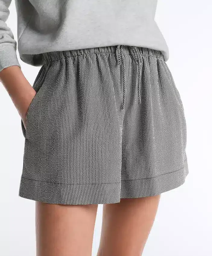 Lyocell Karışımlı Gingham Şortlar Lyocell Karışımlı Gingham Şortlar