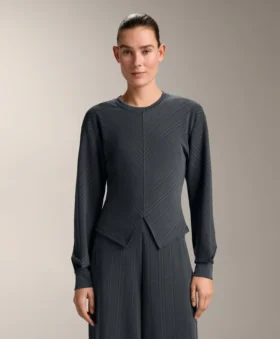 Modal Asimetrik Çizgili Sweatshirt