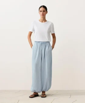 Modal Karışımlı Çizgili Bloomer Pantolonlar
