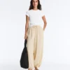 Modal Karışımlı Çizgili Bloomer Pantolonlar