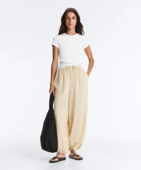 Modal Karışımlı Çizgili Bloomer Pantolonlar