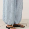Modal Karışımlı Çizgili Bloomer Pantolonlar