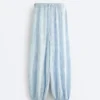 Modal Karışımlı Çizgili Bloomer Pantolonlar
