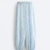 Modal Karışımlı Çizgili Bloomer Pantolonlar