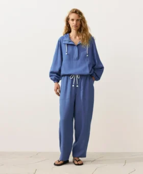 Ön Cepli, Lyocell ve %24 Keten Karışımı Yarım Fermuarlı Sweatshirt Ön Cepli, Lyocell ve %24 Keten Karışımı Yarım Fermuarlı Sweatshirt