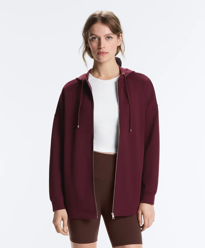 Oversize Pamuk Piqué Kapüşonlu Ceket Oversize Pamuk Piqué Kapüşonlu Ceket