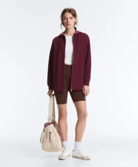 Oversize Pamuk Piqué Kapüşonlu Ceket Oversize Pamuk Piqué Kapüşonlu Ceket