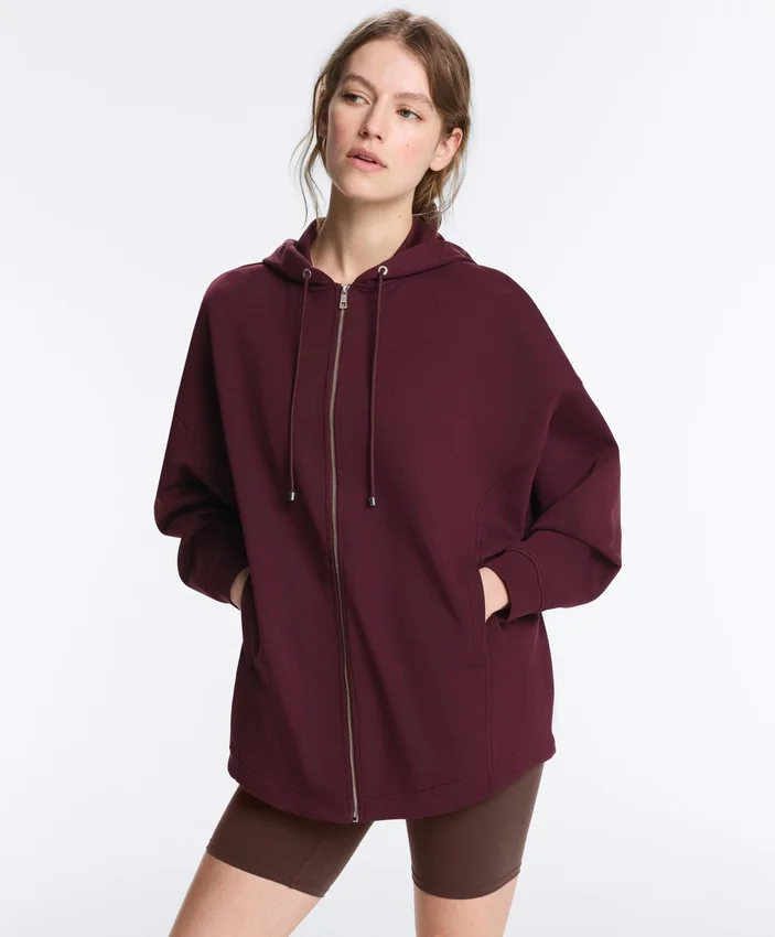 Oversize Pamuk Piqué Kapüşonlu Ceket Oversize Pamuk Piqué Kapüşonlu Ceket