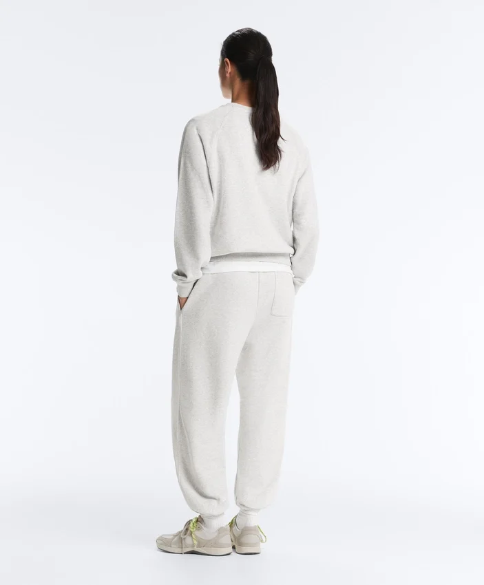 Yuvarlak Yaka Polar Pamuk Karışımı Melanj Sweatshirt Yuvarlak Yaka Polar Pamuk Karışımı Melanj Sweatshirt