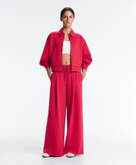 Pamuklu Geniş Paça Piqué Pileli Pantolonlar Pamuklu Geniş Paça Piqué Pileli Pantolonlar