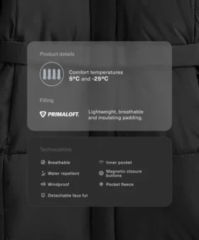 Primaloft® Su Geçirmez Uzun Yastıklı Ceket
