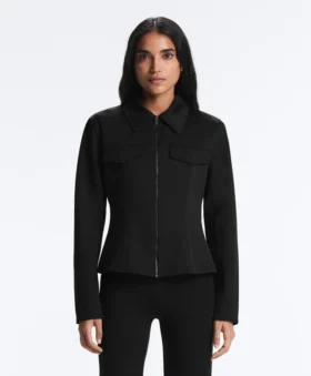 Ribana Detaylı Neopren Etkili Peplum Ceket
