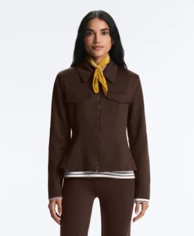 Ribana Detaylı Neopren Etkili Peplum Ceket