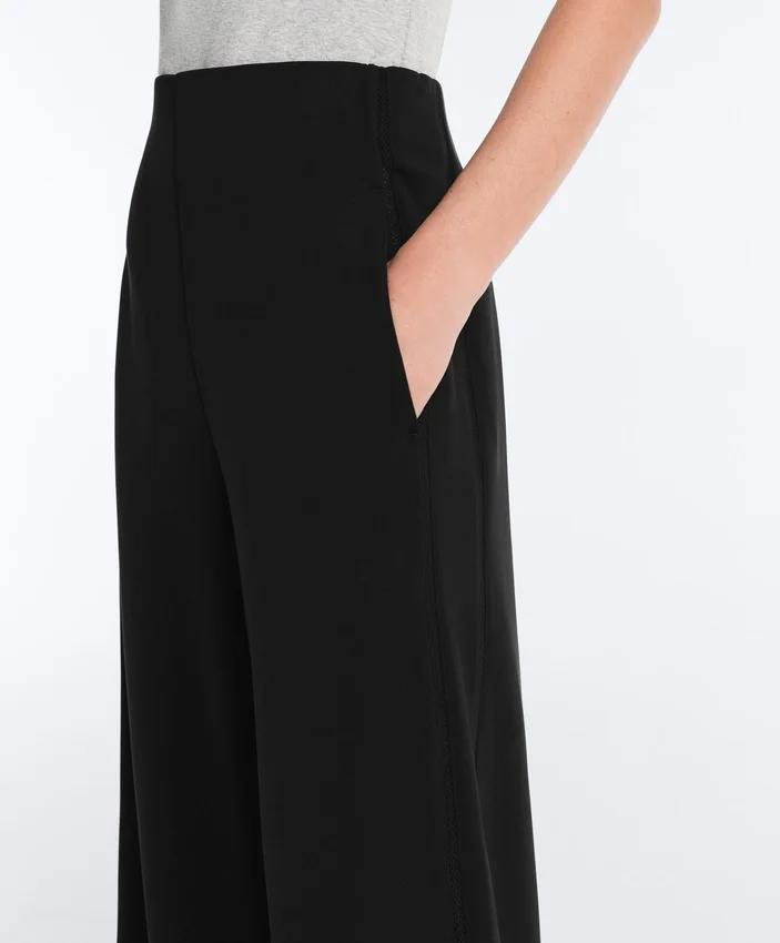 Soft Touch Modal ve Hemstitch Detaylı Geniş Paça Pantolonlar Soft Touch Modal ve Hemstitch Detaylı Geniş Paça Pantolonlar
