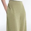 Soft Touch İnce Çizgili Geniş Paça Yüksek Bel Pantolon Soft Touch İnce Çizgili Geniş Paça Yüksek Bel Pantolon